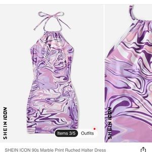 SHEIN Purple Tye Dye Halter Dress